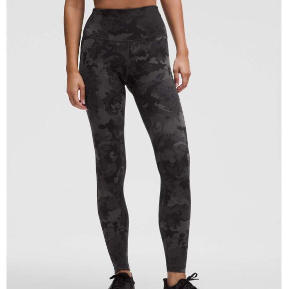 Lululemon Wunder Train High-Rise Tight 28" Lace Black Women's Size 6 - Picture 1 of 4
